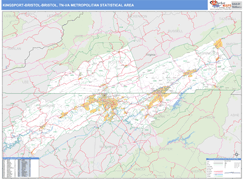 Kingsport-Bristol-Bristol Metro Area Digital Map Basic Style